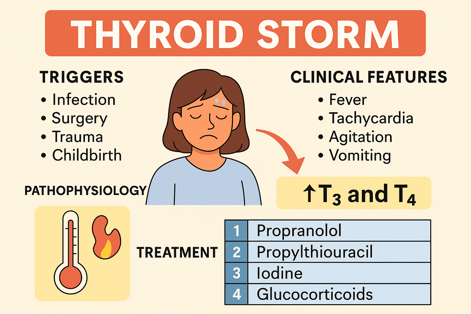 🔥 Thyroid Storm: A Deadly Endocrine Emergency for the USMLE